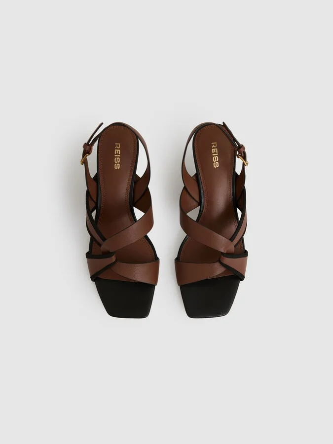 Tan Leather Link-strap Low-heel Sandals - Image 4