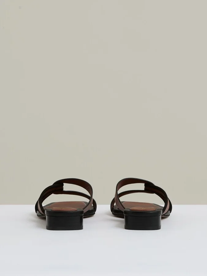 Tan Leather Link-strap Slip-on Sandals - Image 3