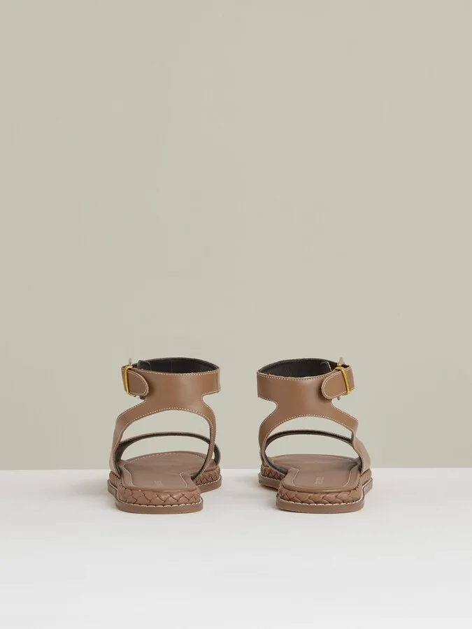 Tan Leather Plait Detail Sandals - Image 4