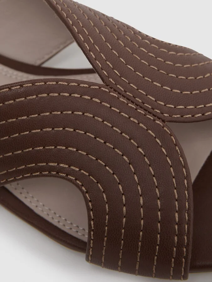 Tan Leather Slip-on Sandals - Image 5