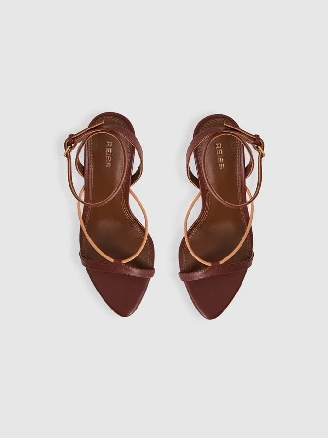 Tan Leather Strappy Heeled Sandals - Image 3