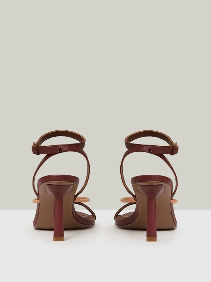 Tan Leather Strappy Heeled Sandals - Image 4