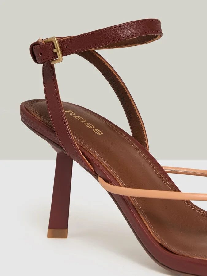 Tan Leather Strappy Heeled Sandals - Image 5