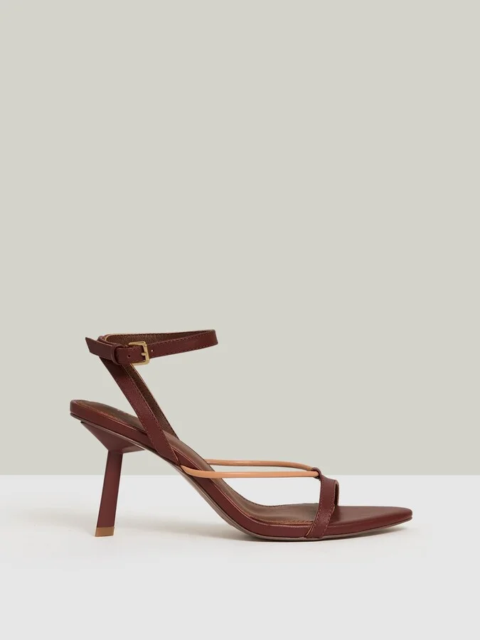 Tan Leather Strappy Heeled Sandals
