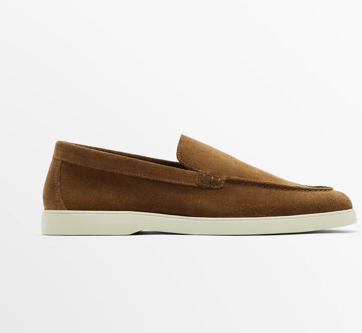 Tan Split Suede Loafers - Image 2