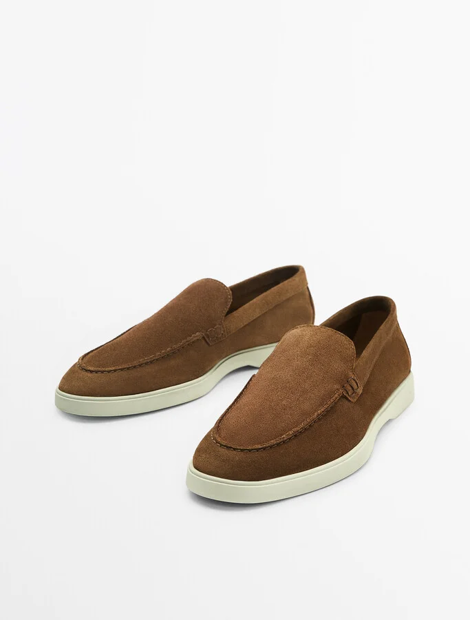 Tan Split Suede Loafers - Image 3