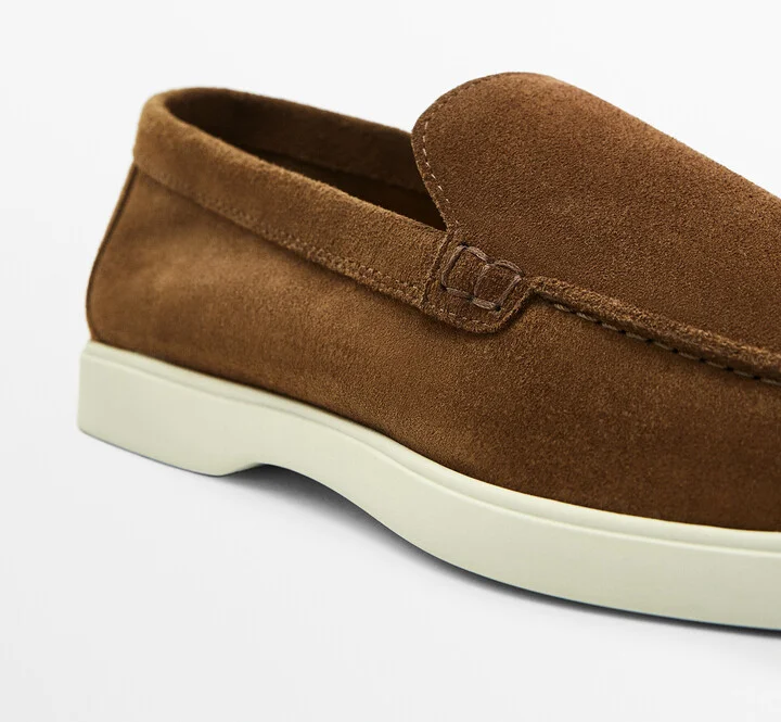 Tan Split Suede Loafers - Image 4