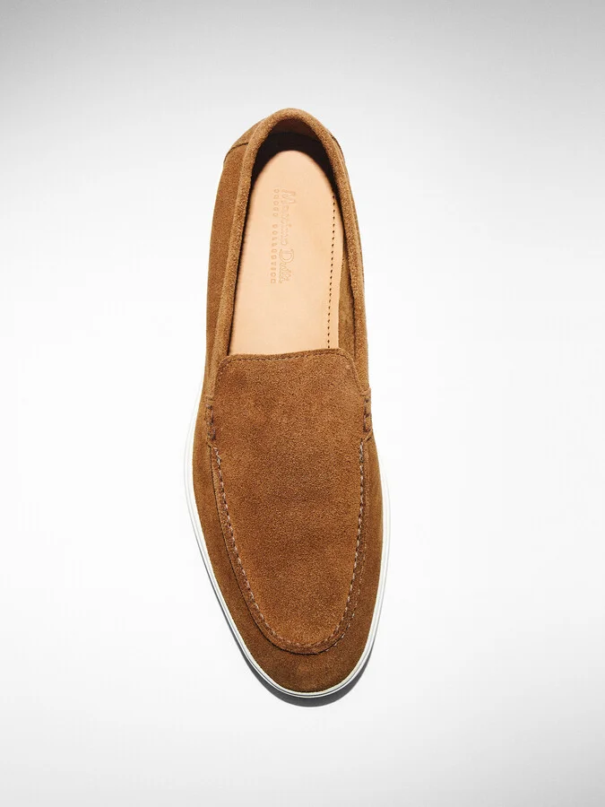 Tan Split Suede Loafers - Image 6