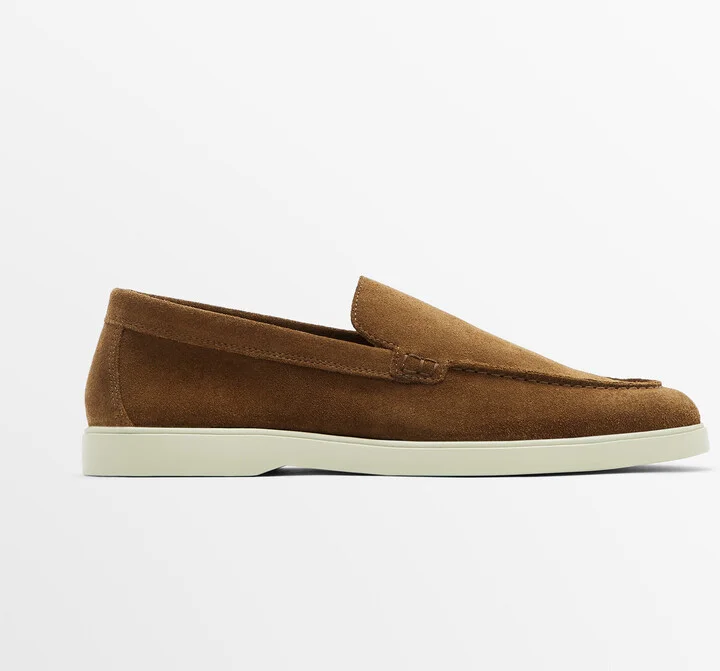 Tan Split Suede Loafers