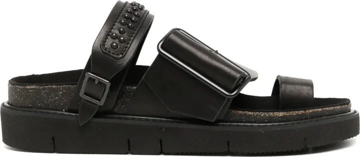 Tanned stud-embellished sandals