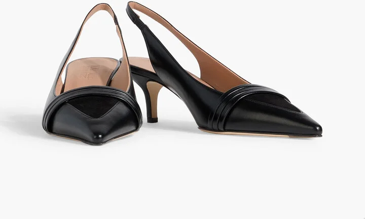 Tanner 45 suede-trimmed leather slingback pumps - Image 2