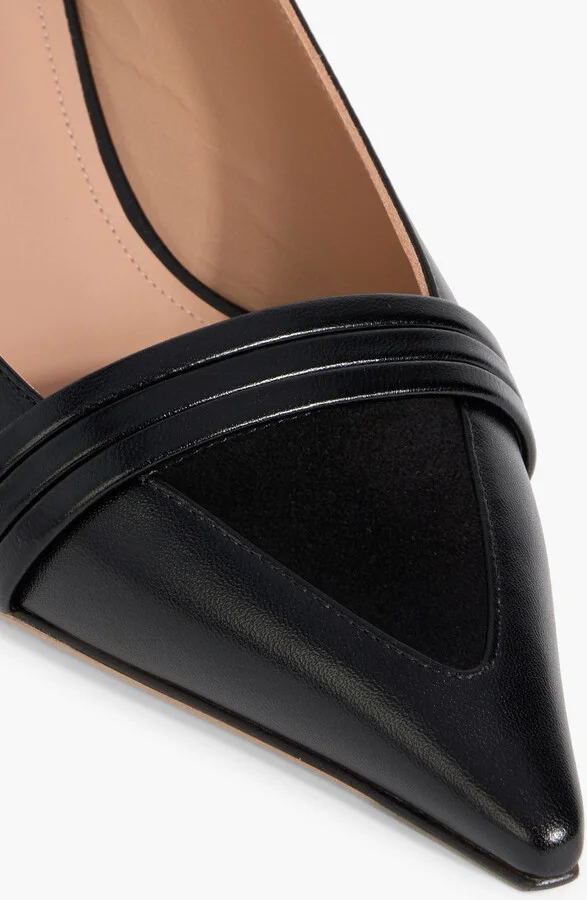 Tanner 45 suede-trimmed leather slingback pumps - Image 4