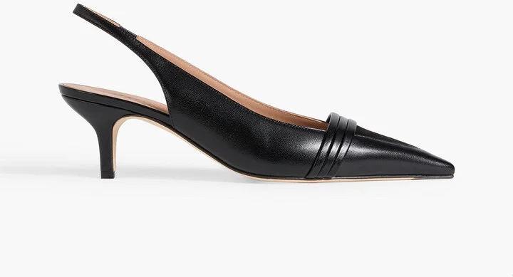 Tanner 45 suede-trimmed leather slingback pumps