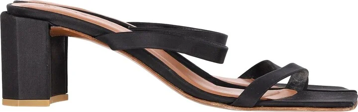 Tanya Mules Sandals in Black Satin