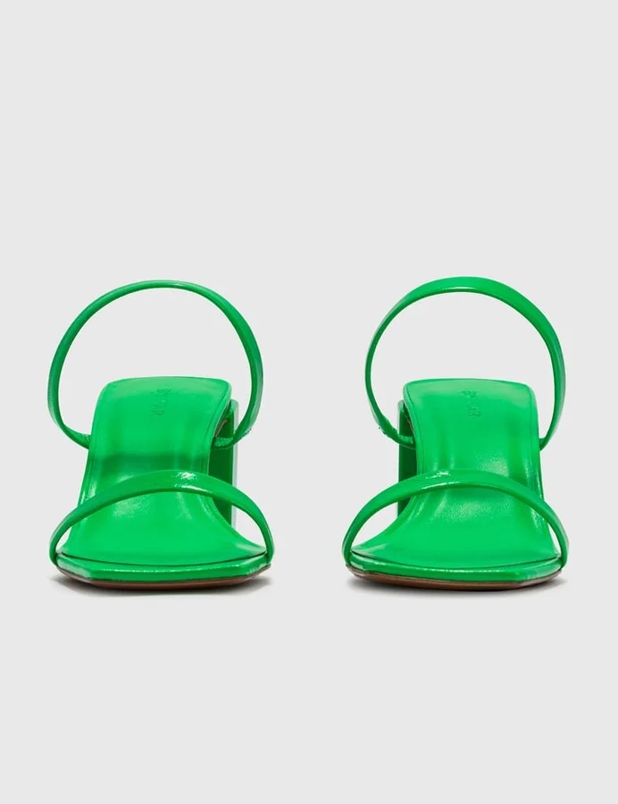 Tanya Super Green Gloss Leather Sandals - Image 2
