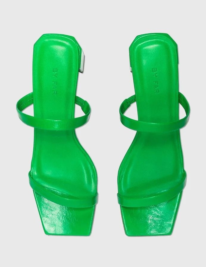 Tanya Super Green Gloss Leather Sandals - Image 3