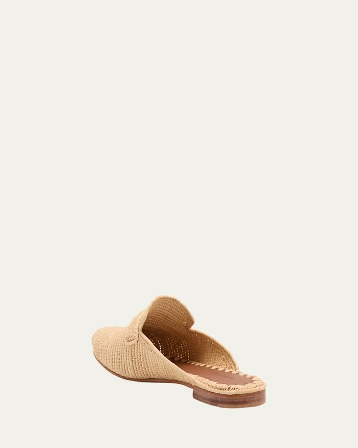 Tapa Woven Raffia Loafer Mules - Image 2