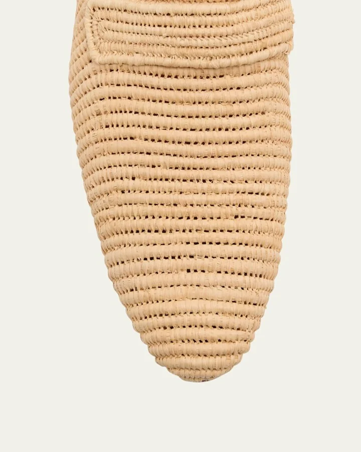 Tapa Woven Raffia Loafer Mules - Image 4