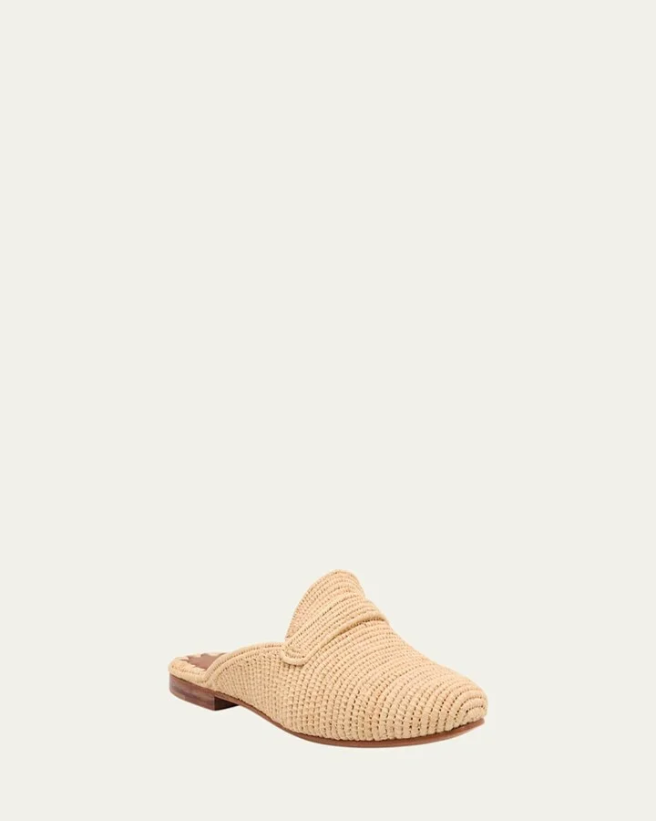 Tapa Woven Raffia Loafer Mules - Image 5