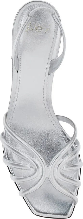 'Tara' Metallic Sandals With Elastic Ankle Strap And Block Heel In Leather Woman - Image 4