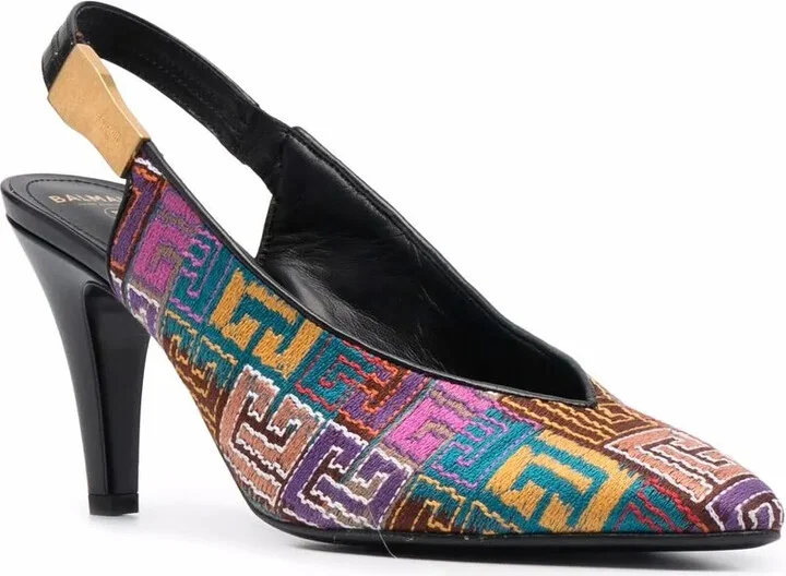 Tara monogram-pattern slingback pumps - Image 2