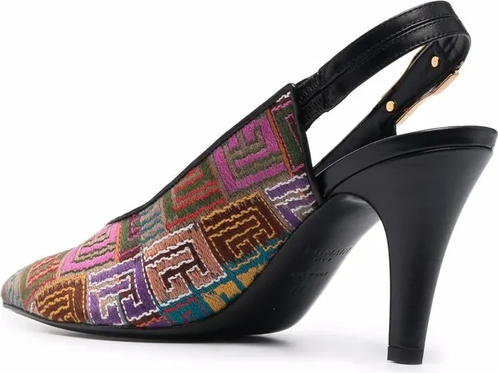 Tara monogram-pattern slingback pumps - Image 3