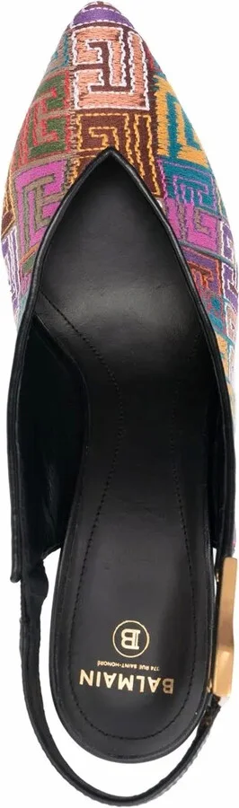 Tara monogram-pattern slingback pumps - Image 4