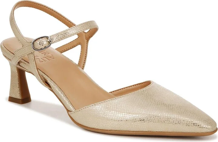 Tara Womens Faux Leather Ankle Strap Slingback Heels