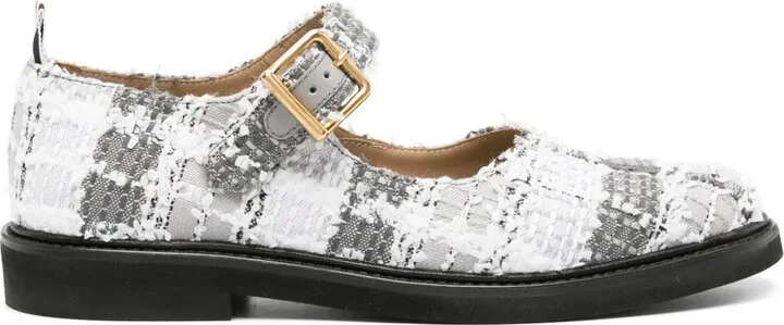 Tartan-Check Tweed Ballerina Shoes