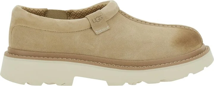 'tasman' Beige Mule With Raised Sole In Suede Man