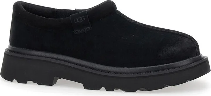 'Tasman' Black Mule With Raised Sole In Suede Man - Image 2