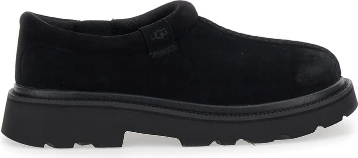 'tasman' Black Mule With Raised Sole In Suede Man