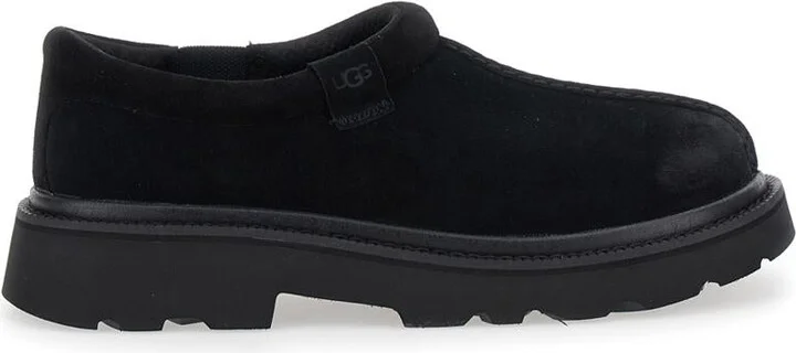 'Tasman' Black Mule With Raised Sole In Suede Man