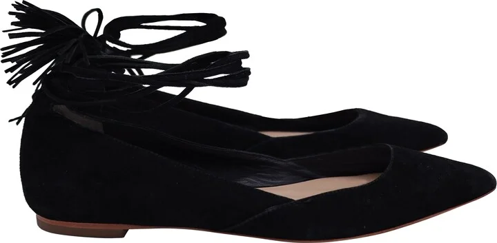 Tassel Accents D'Orsay Flats in Black Suede