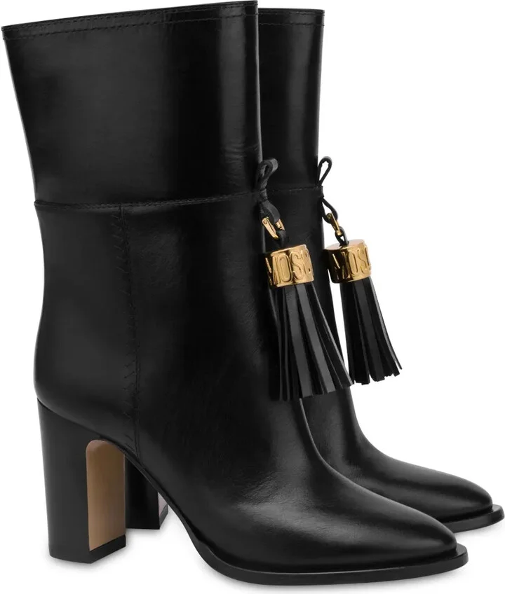 Tassel-Charm Leather Ankle Boots - Image 2