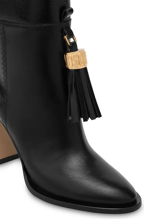 Tassel-Charm Leather Ankle Boots - Image 3