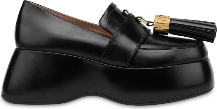Tassel-Charm Leather Loafers