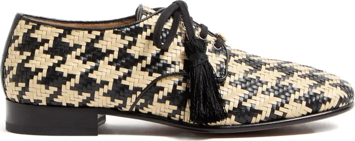 Tassel-Detail Houndstooth Loafers