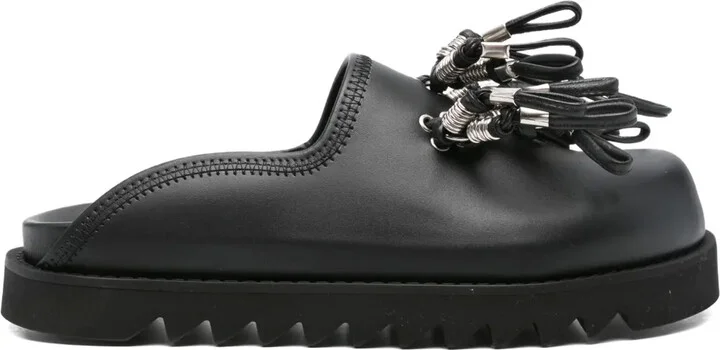 Tassel-Embellished Leather Mules