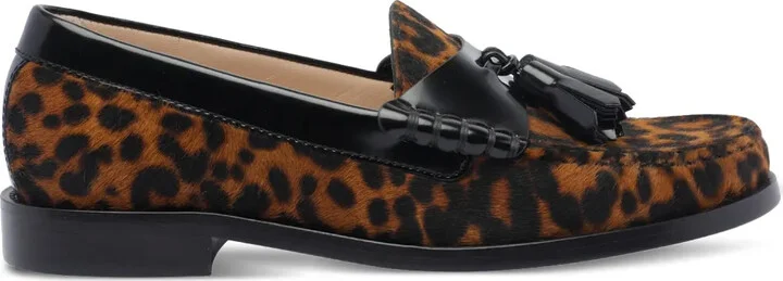 Tassel-Embellished Leopard-Print Loafers