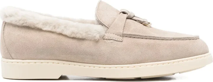 Tassel-Embellished Shearling Loafers