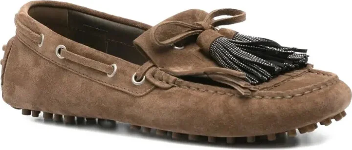 Tassel-Embellished Suede Loafers - Image 2