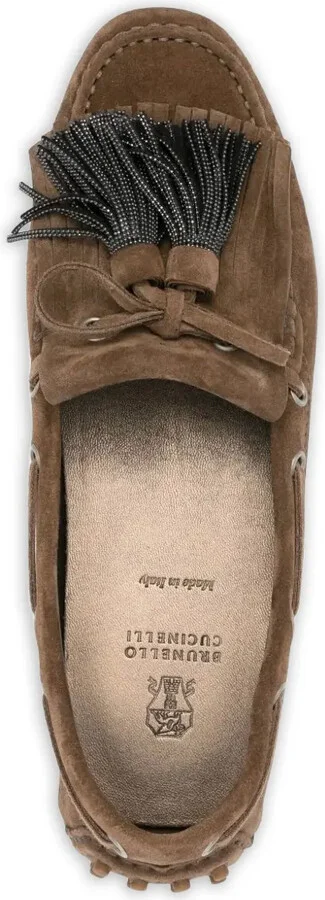 Tassel-Embellished Suede Loafers - Image 3
