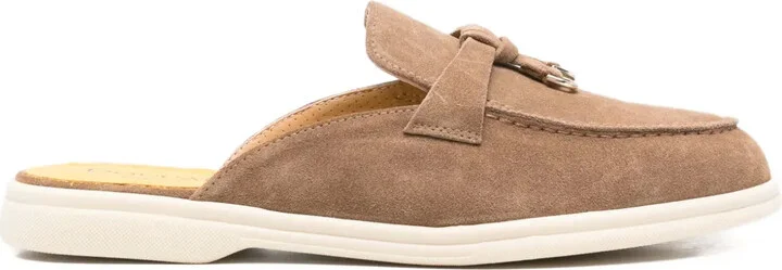 Tassel-Embellished Suede Mules