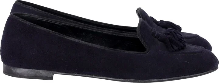 Tassel Loafers in Navy Blue Suede
