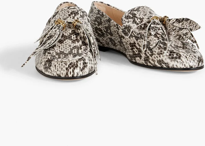Tasseled snake-effect leather loafers - Image 2