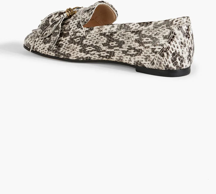 Tasseled snake-effect leather loafers - Image 3