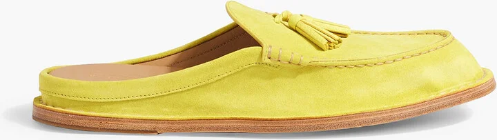 Tasseled suede slippers