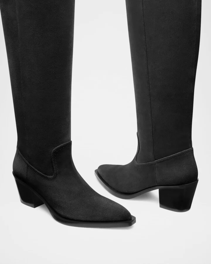 Tate Knee-High Pointed Suede Boots - Image 4