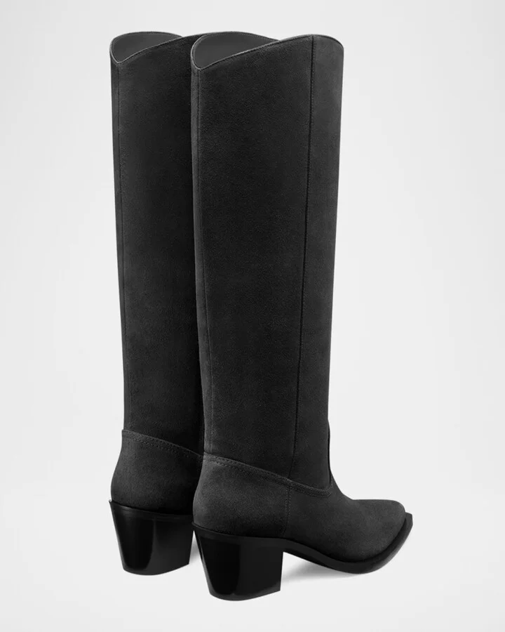 Tate Knee-High Pointed Suede Boots - Image 7